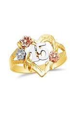 dazzling three color 15 years gold baby ring